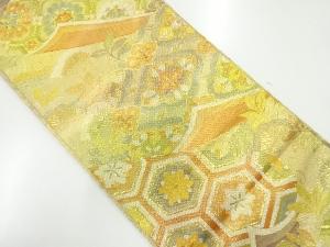 アンティーク　花亀甲に草花模様織出し袋帯（材料）